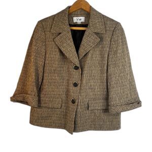 Le Suit Tweed Single Breasted Blazer 1/2 Sleeve Classic Business Career Size 12